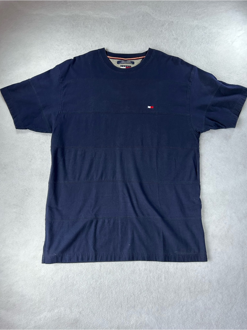 Vintage Tommy Hilfiger Navy Blue Logo T-Shirt Men's Medium 90s